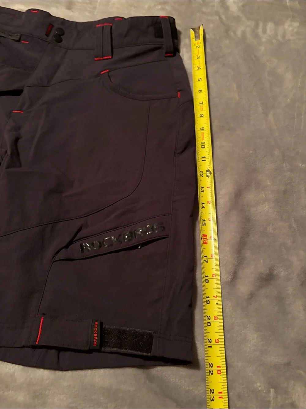 Rockers Men's Black Performance Cargo Shorts with Red Stitching